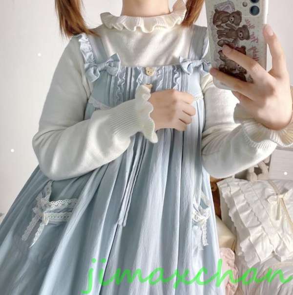 サマー　/Lolita系　ロリータ 秋冬/ブラウス セーター　ニット　長袖 トップス ホワイト ブラック 萌え レディース ゴスロリ ロリータファッション　変装　トップス　ホワイト　ブラック