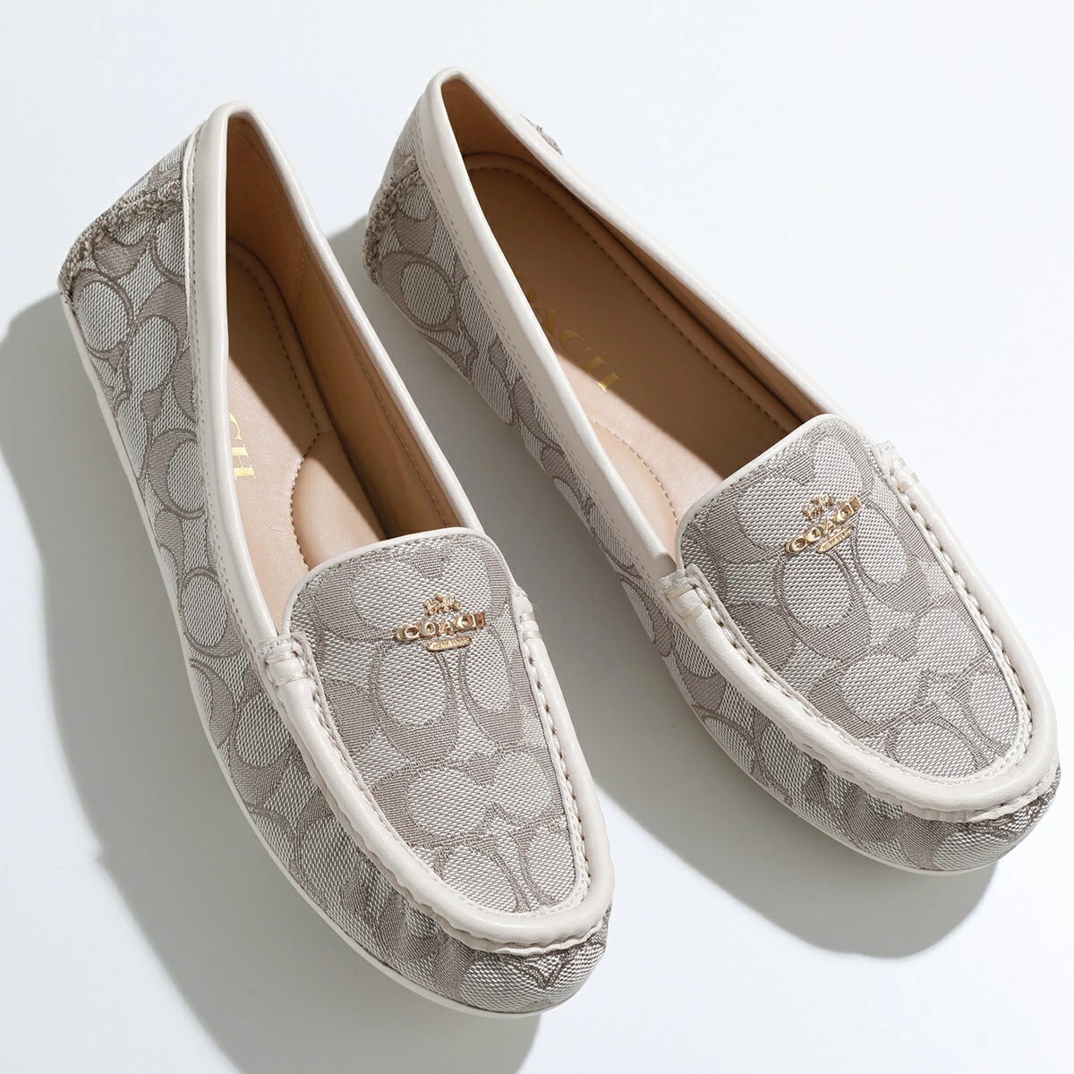 COACH コーチ ドライビングシューズ マーリー ドライバー G4836 レディース レザー シグネチャー ジャガード ロゴ ワイズB シューズ 靴 STONE/CHALK