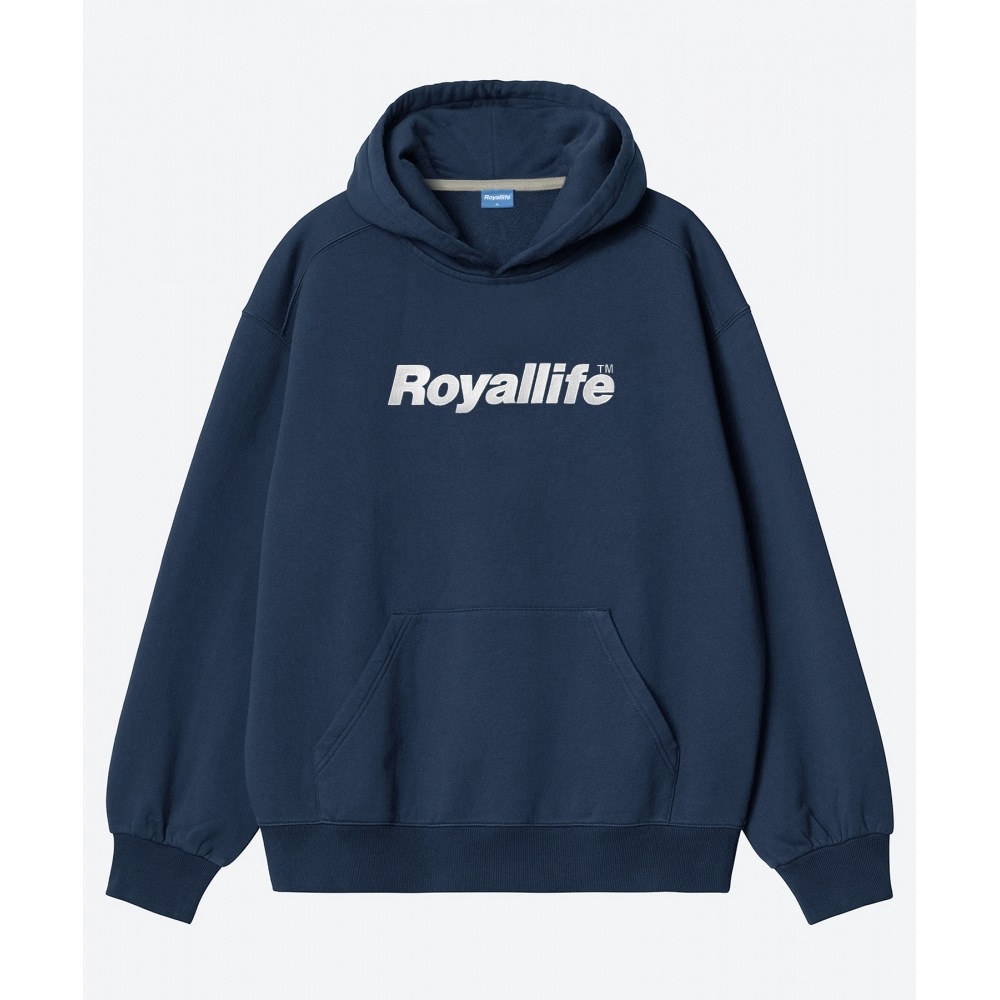 ROYALLIFE RLPH3001 OG刺繍ロゴ起毛フードティー - ネイビー