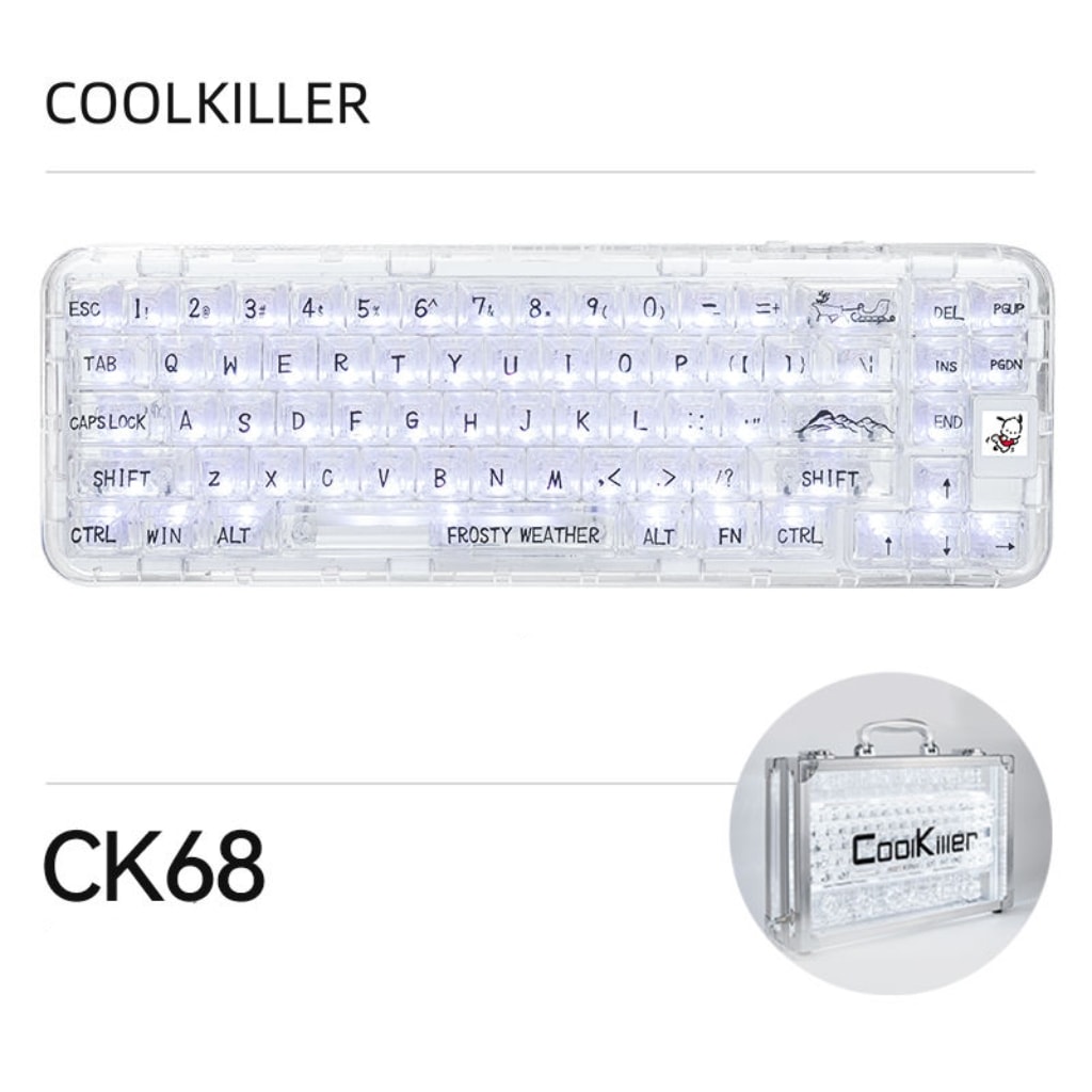 CoolKiller 機械式透明キーボードCK68 3モジュラー化ガスケッブルートゥース無線キュートビジュアルキーボード