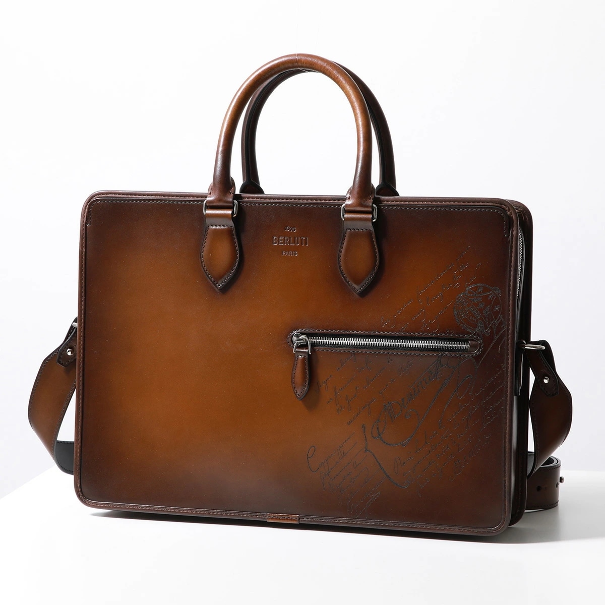 Berluti ベルルッティ ブリーフケース M235686 メンズ レザー ビジネスバッグ ショルダーバッグ ロゴ 鞄 ML6/CACAO-INTENSO