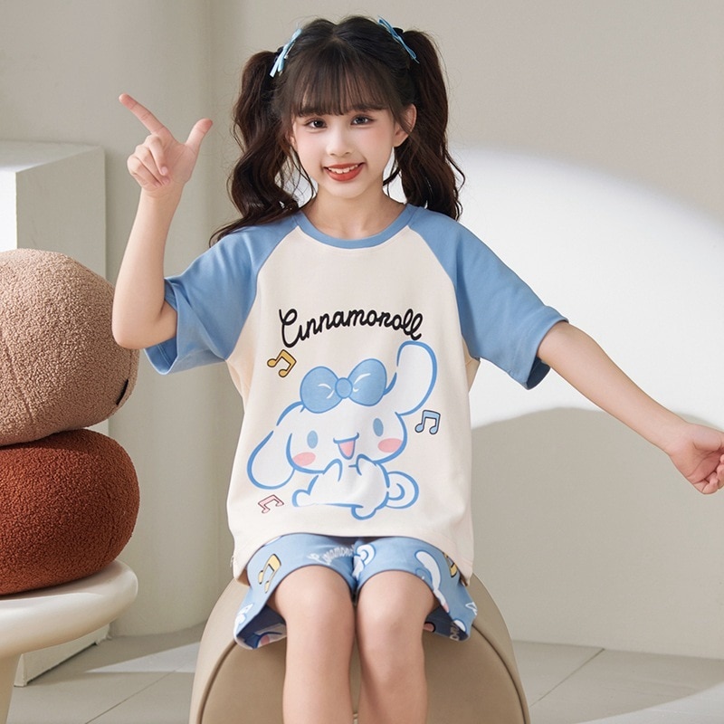 【1点ご購入 で10点プレゼントいたします】女の子パジャマ半袖純綿スーツ子供パジャマ女の子玉桂犬女の子中大童部屋着