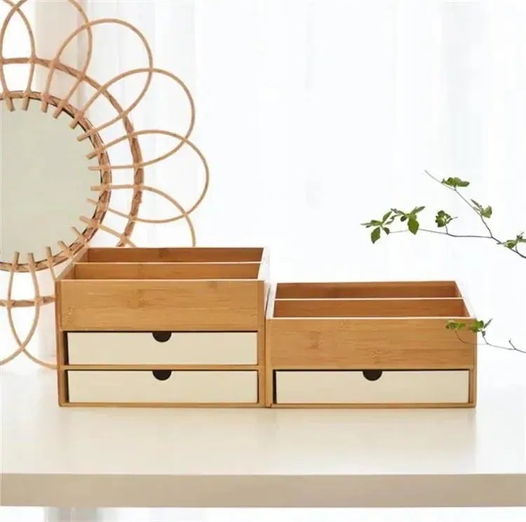 送 料 無 料スタイル 収納ボックス 竹 化粧品 引き出し 卓上 仕切り付き ジュエリー アロマテラピー ヘッドストリング 小物 スキンケア用品73