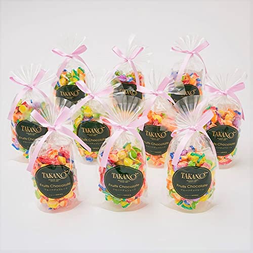 シェアフルーツチョコレート10入 #29100（ピーチ柄紙袋付） (80g×10袋 / 個包装)お礼 ギフト プチギフト プレゼント 果物 チョコレート 詰め合わせ (6種類のフルーツ) お祝い ばら