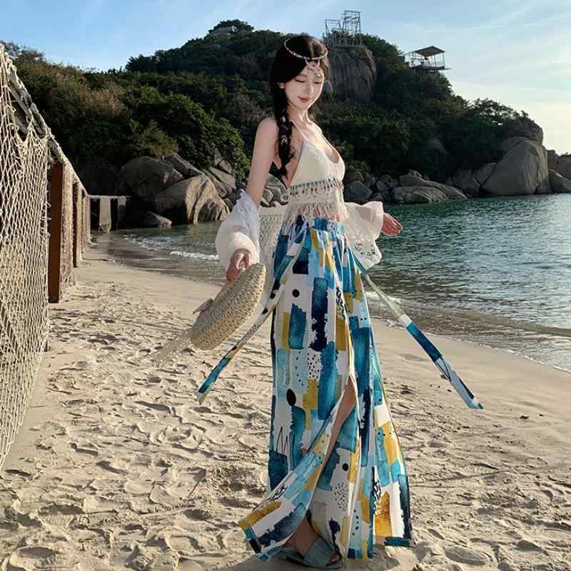 レディース ファッション 旅行 バケーション ワイドレッグパンツ スーツ ビーチ ボヘミアン ビーチパンツ カジュアル エレガント ボヘミアン リゾート バカンス