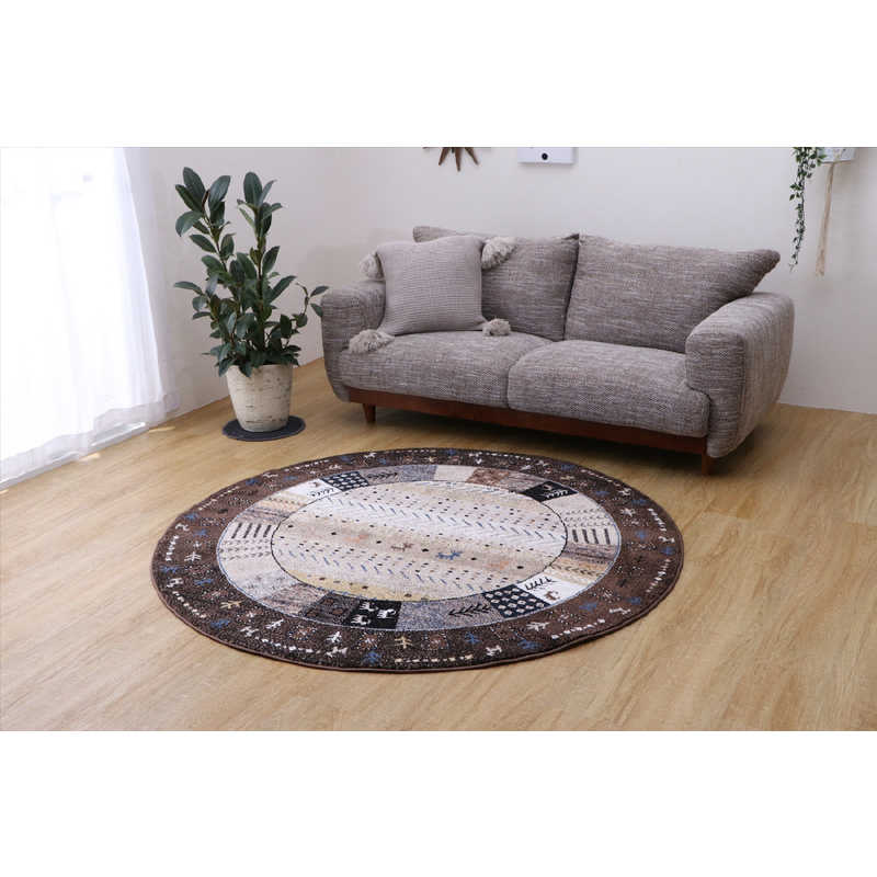 イケヒコ　ウィルトンラグ イビザ (約160 丸/ブラウン) 8,586円