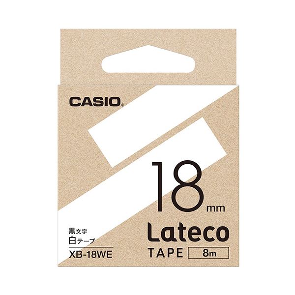 （まとめ）カシオ ラテコ 詰替用テープ18mm8m 白/黒文字 XB-18WE 1個(5セット)