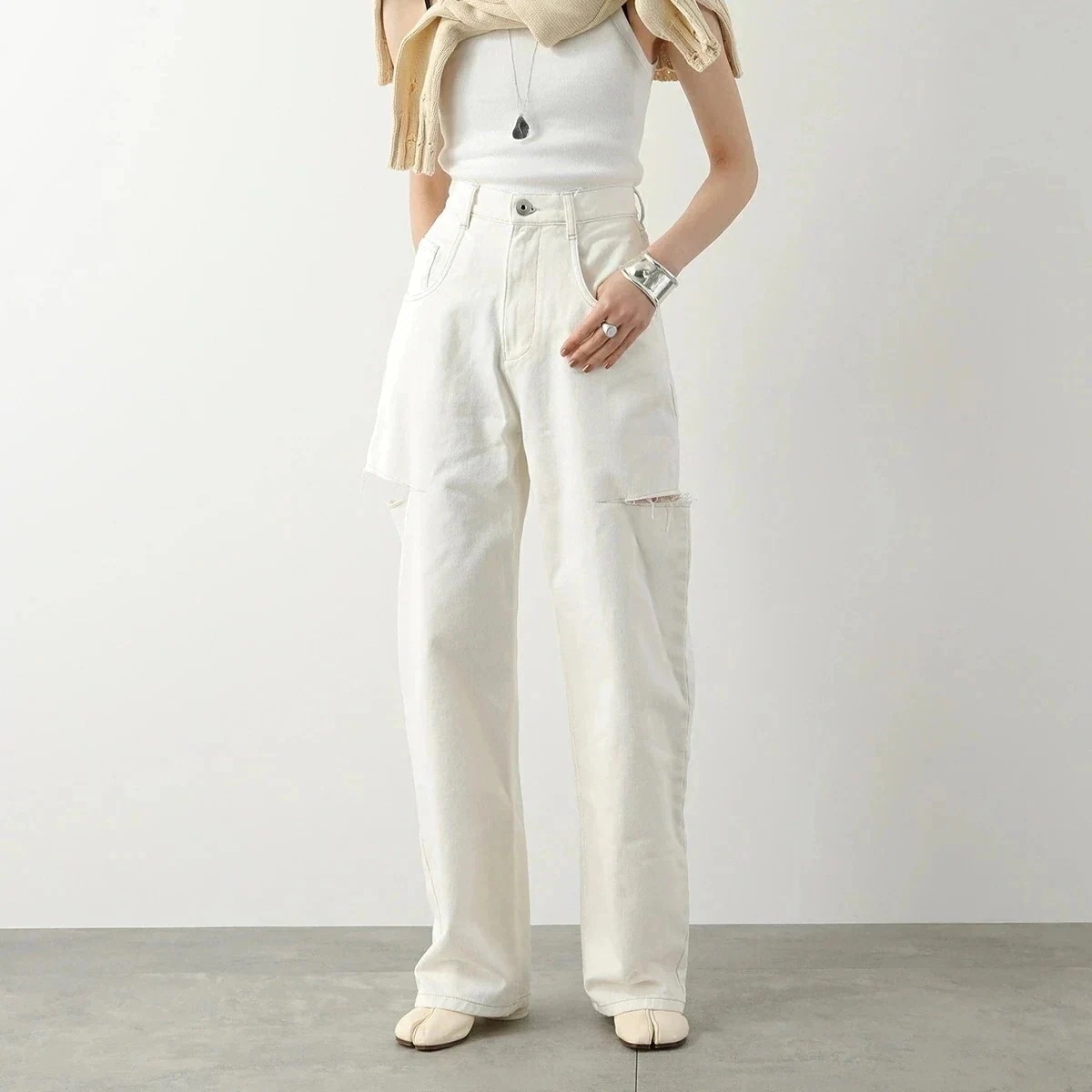 MAISON MARGIELA メゾンマルジェラ 1 ジーンズ S51LA0106 S47399 レディース デニムパンツ スラッシュディテール カットオフ G