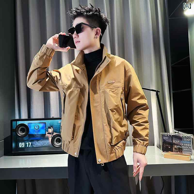 アウター メンズ カジュアル おしゃれ トレンド スタンドカラー ジャケット トレンド トップス 春 服 秋 コート 紳士服