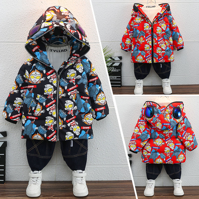 大好評 子供用ウルトラマン綿衣白鴨ベルベット羽毛ジャケット冬の新型洋風の中で長い流行が街を爆破して暖かいコートを作る