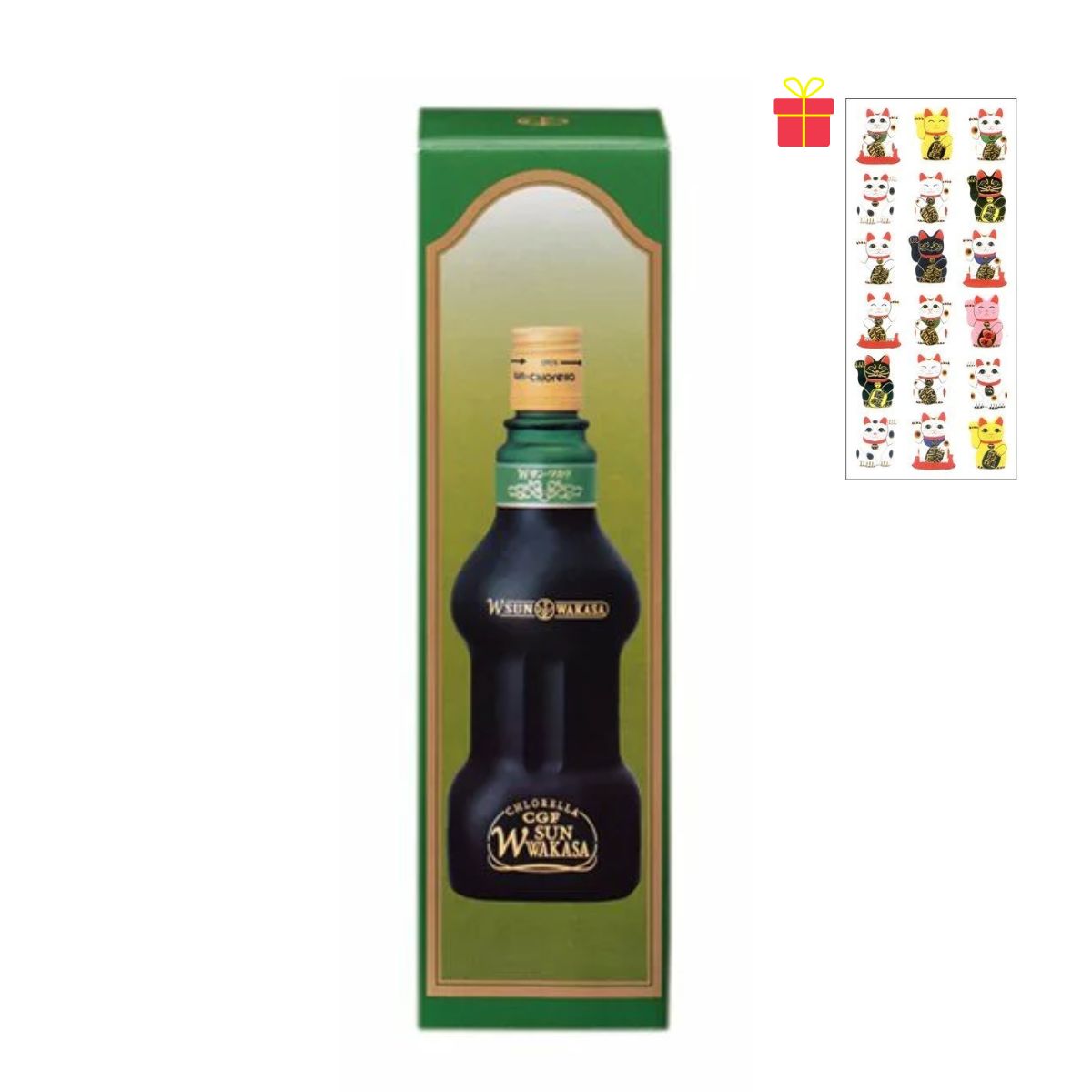 サン・クロレラ　Wサン・ワカサ 500ml【金運招き猫シール付】核酸 アミノ酸 ビタミンD クロロフィル サプリメント 青汁 クロレラcgf サンクロレラ