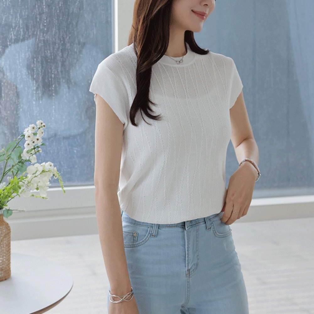 クリック＆ファニー カピスコース キャップスリーブニット