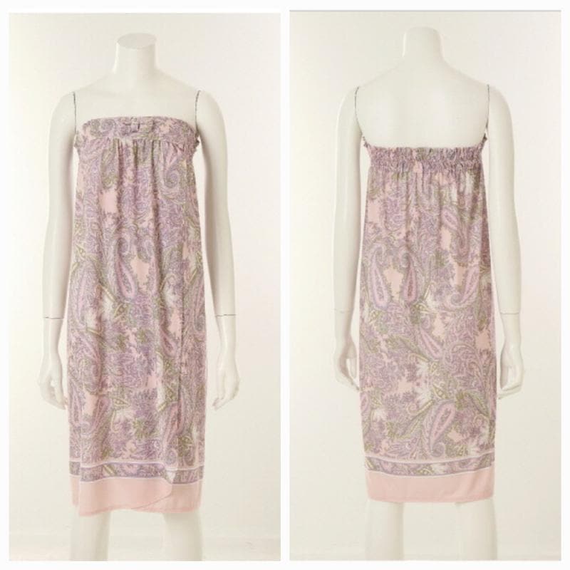 ゴルフガウン)ラウンディングシーズン)しわになりにくく伸縮性の高い高級感のあるペイズリーボーダー捺染ガウンVGN3988L