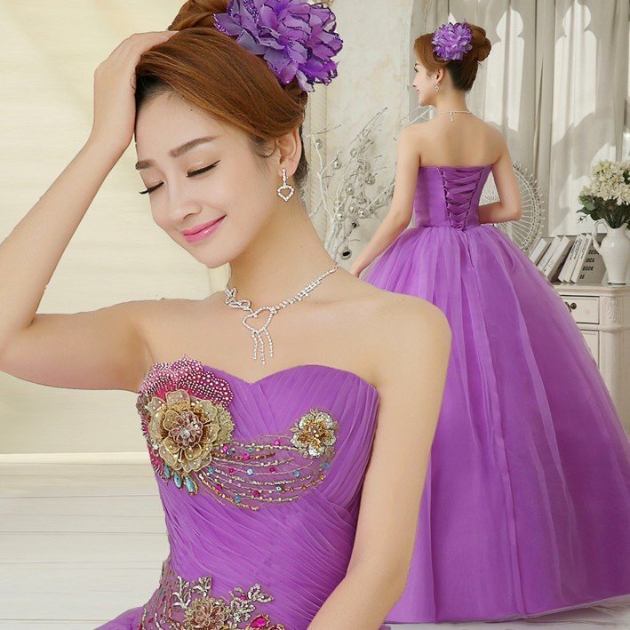 ウェディングドレス カラードレス 演奏会 安い パーティードレス 披露宴 ベアトップ 二次会 ロング