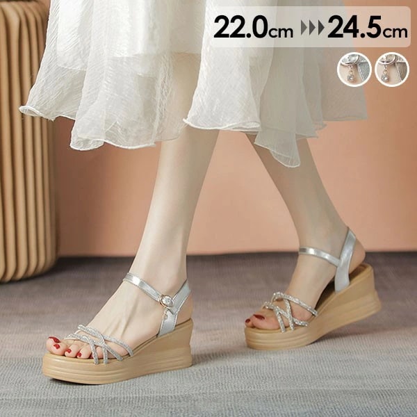 ウェッジソール サンダル レディース キラキラ 厚底サンダル 厚底 お洒落なサンダル 歩きやすい 安定感 ヒールサンダル かかとあり 夏 ベルト 靴 女性 大人 美脚 シューズ シンプル dj016n