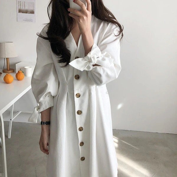 シャツワンピース シャツワンピ ロング丈 シャツ ワンピ リボン袖 レディース 新作 春秋 カーデ 4,773円