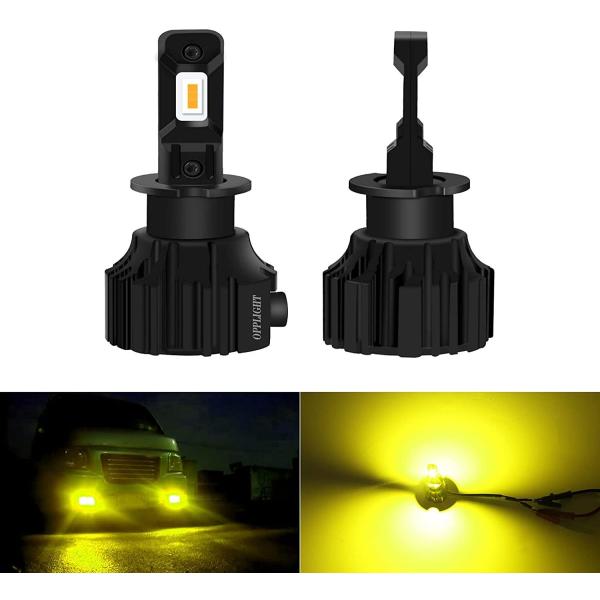 H3 H3C 兼用 LEDフォグランプ 車検対応 イエロー 6000LM 3000K 9V~60V 24Vトラック 12V対応 ファンレス一体型 ポン付け 純正交換 加工不要 角度調整可