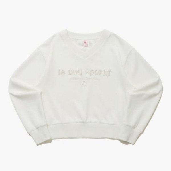 長袖Tシャツ UQC QQ122OFS11-CRM ウーマンズ モーダル ダブルテンション Vネック スウェットシャツ / CREAM