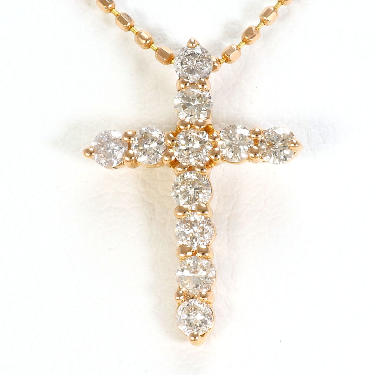 K18 18金 PG ピンクゴールド ネックレス ダイヤモンド 0.30ct 総重量約1.8g 約40cm 中古