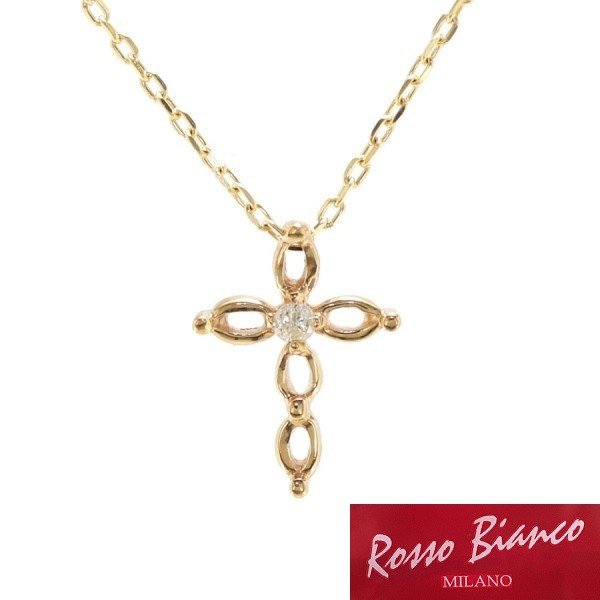クリアランスセール 大特価 ロッソビアンコ ミラノ イエローゴールド レディース ダイヤモンド クロス ネックレス ペンダント MILANO K10 YG RBKJ-015 チェーン アクセサリー