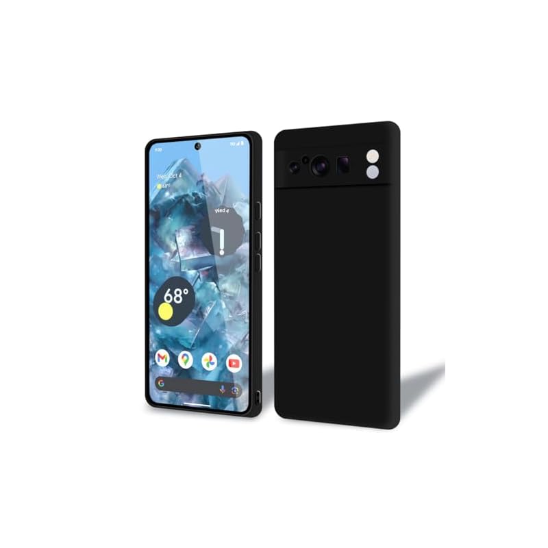 Google Pixel 8 Pro ケース シリコン スリム ピクセル 8pro カバー 超薄型 衝撃吸収 軽量 米軍MIL規格 ワイヤレス充電 指紋防止 ストラップホール付き （ブラック）