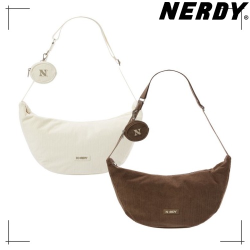 NERDY公式正規品 コーデュロイバック ロゴ Corduroy Hobo Crossbag