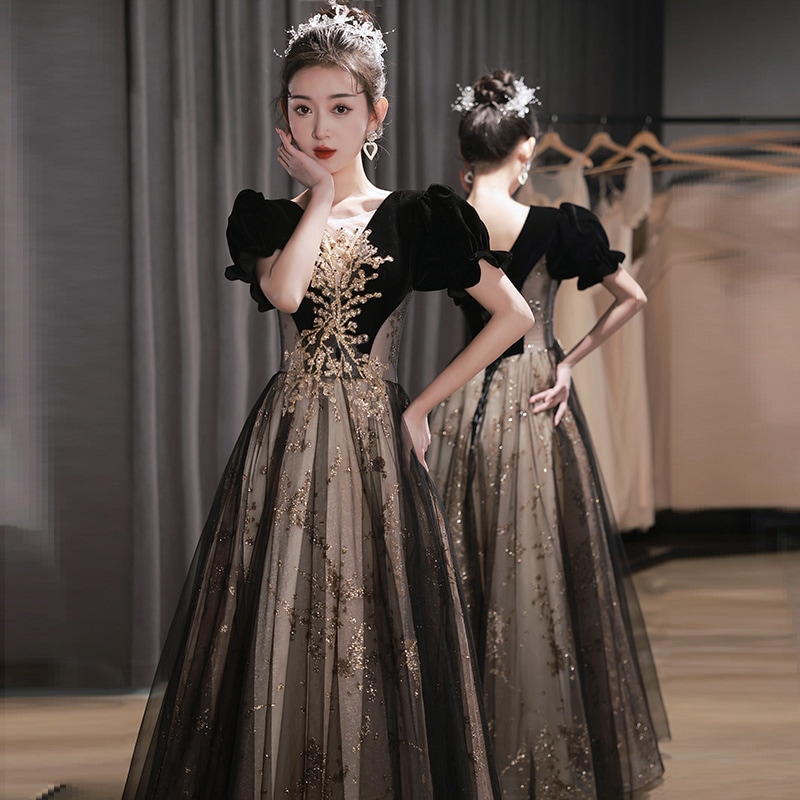 黒のドレスプリンセススカート主催成人美術試験コーラス衣装