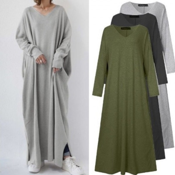 【人気を獲得】 無地 シンプル マキシ ロング 切り替え カジュアルワンピース