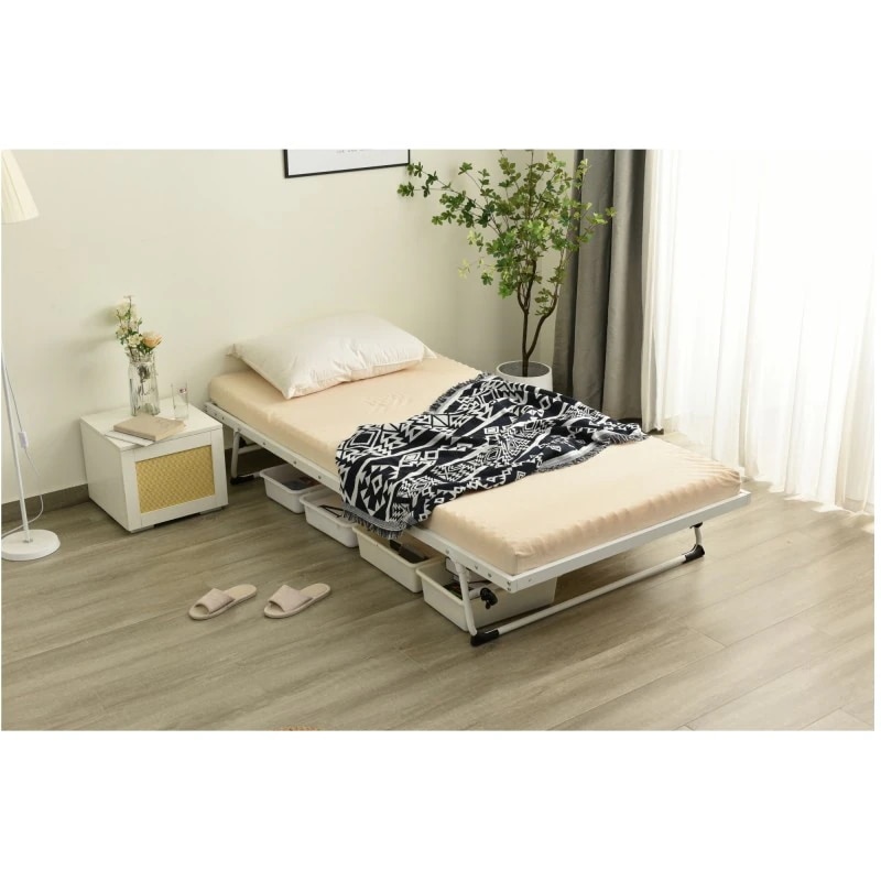 パイプベッド 折りたたみベッド シングル 組立簡単 ベッド 下収納 シングルベッド 収納 耐荷重120kg ベッドフレーム コンパクト ベッド 折畳ベッド 省スペース 一人暮らし 単身赴任 通気性