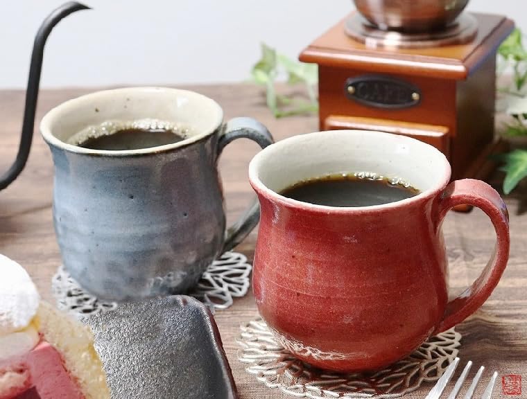 信楽焼 夫婦 マグカップ 【彩雲マグ（青・赤）ペアセット w304-05_304-06】 陶器 マグ スープカップ 350ml