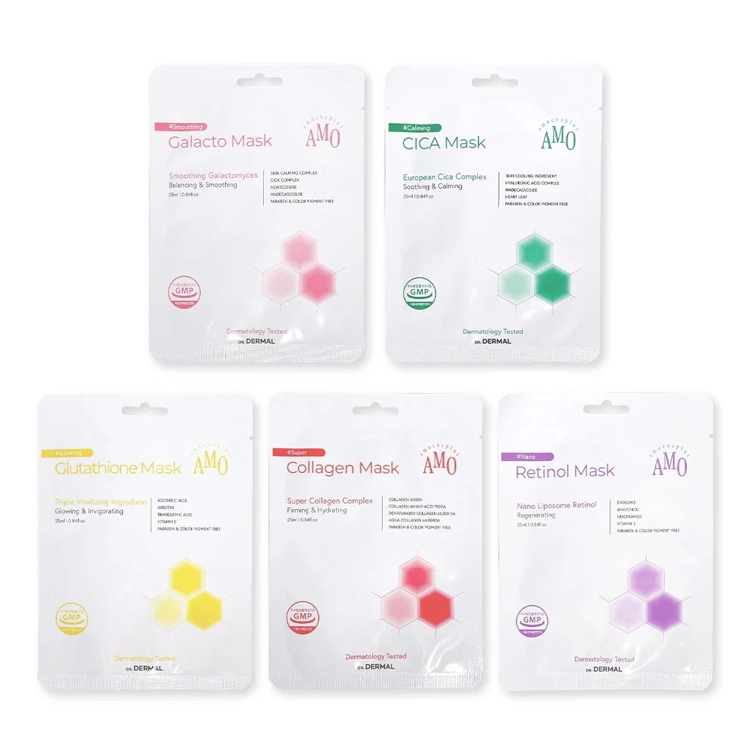 30％OFF！セット購入でお得！ アモコスプラス マスク 50枚セット AMOCOSPLUS パック コラーゲン シカ n.m.f グルタチオン レチノール 保湿 鎮静