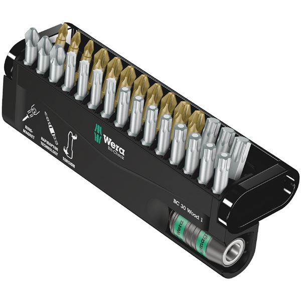WERA ヴェラ 30点組 差込6.35mm ビットチェック 木工用ビットセット 057433 工具 ツール DIY 作業工具 道具