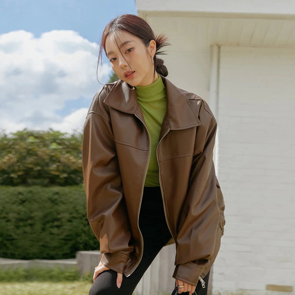 ボクシーフィットエコレザージャケット