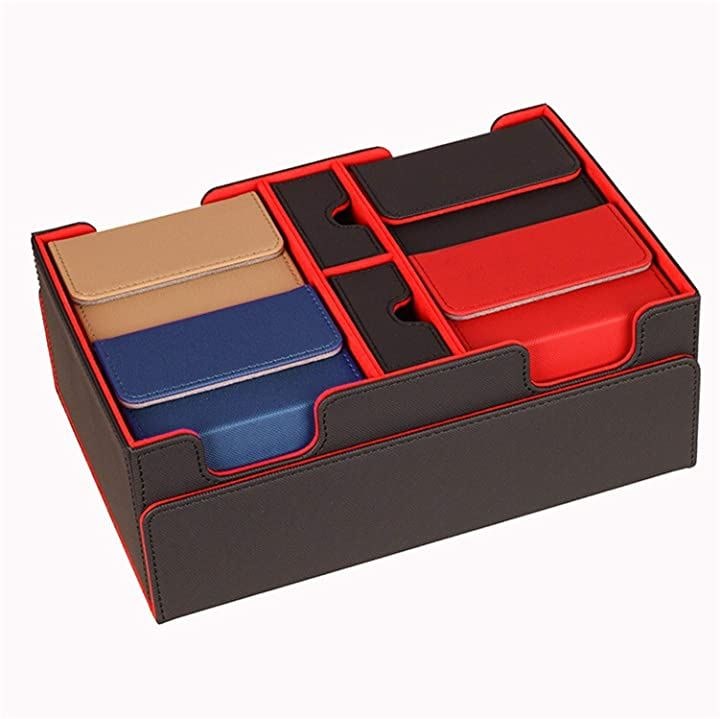 トレカ デッキケース マグネットで取り外し可能 カードケース トレーディング レザー ホルダー ストレージ ダイス入れあり( Sサイズケース４個付き)