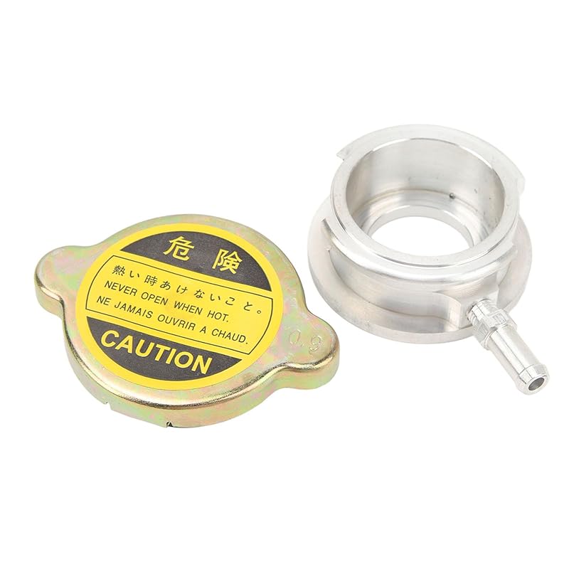 ラジエーターフィラーネックキャップキット 40mm 耐摩耗アルミニウム 頑丈な 0.9bar 高硬度 信頼性の高い溶接 ラジエーターフィラーネック ラジエターキャップカバーセット 車用