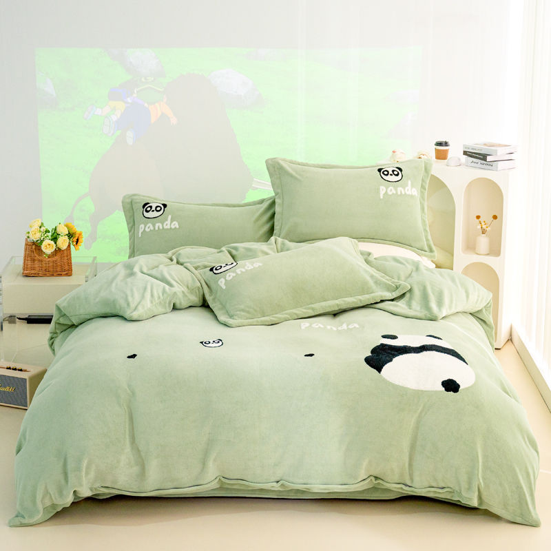 2023新増粘ミルクベルベット4点セット韓国風レースホーム寝具セットタオル刺繍ドミトリー3点セット