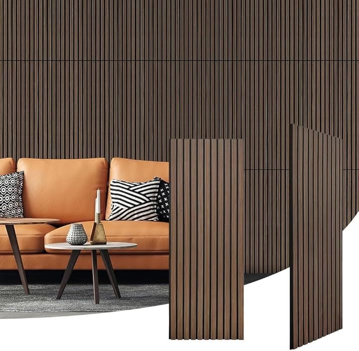 吸音パネル 防音パネル 2枚セット 防音シート 吸音材 吸音ボード 天然木 壁に貼る ウッドパネル ウォールパネル ヘッドボード インテリア 内装 DIY おしゃれ(ダークブラウン)