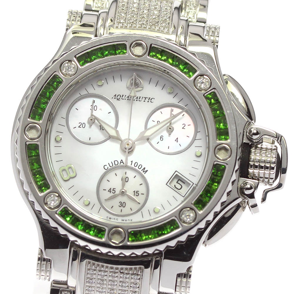 美品【AQUANAUTIC】アクアノウティック プリンセスクーダ クロノグラフ ダイヤベゼル クォーツ レディース_702984【中古】