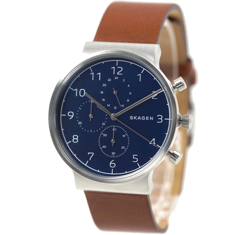 スカーゲン SKAGEN 腕時計 メンズ クロノグラフ レザーベルト ANCHER アンカー SKW6358