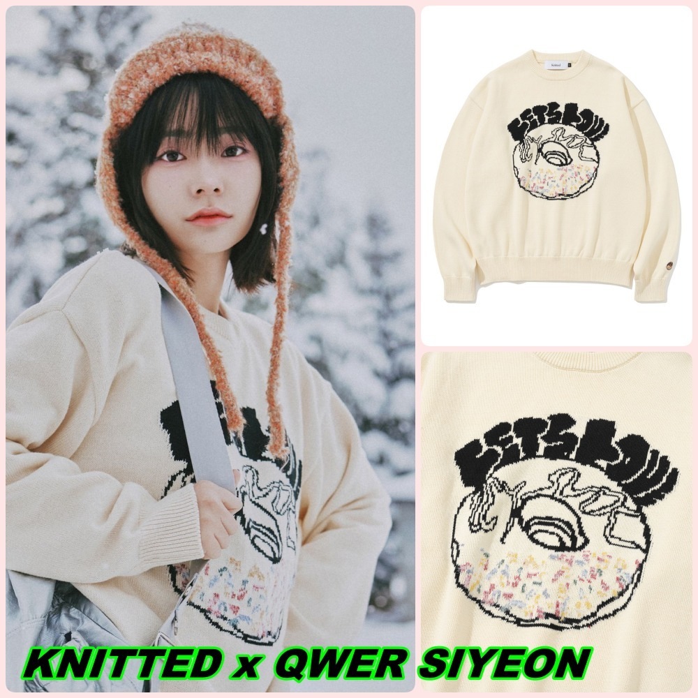 【KNITTED x QWER SIYEON】Lets Love Donut Round Knit Ivory