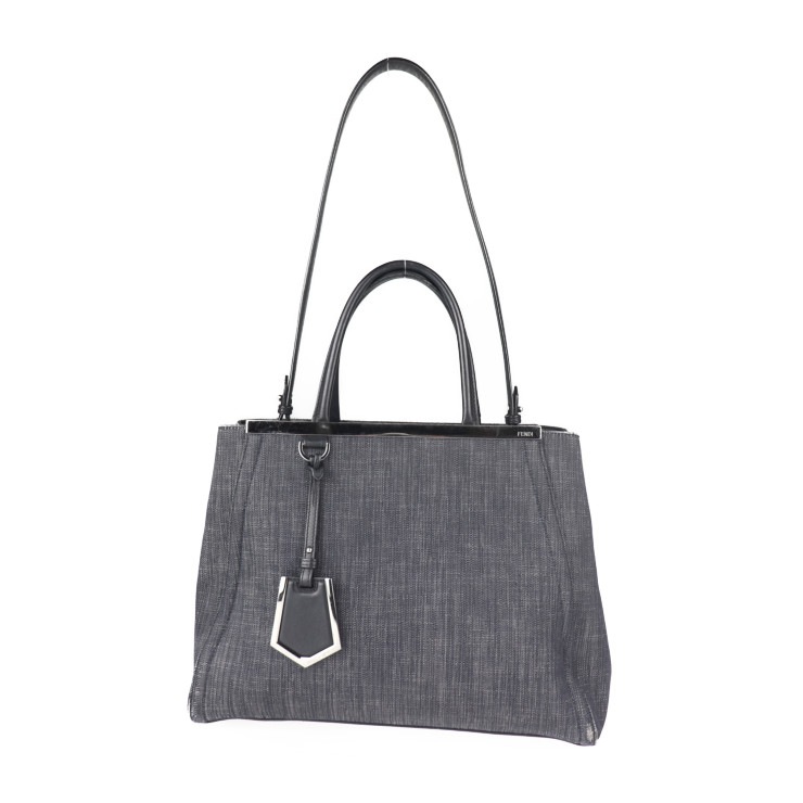 FENDI フェンディ ハンドバッグ 8BH250-N3G トゥージュール レザー デニム ネイビー系 2WAY キャンバス 本物保証 中古