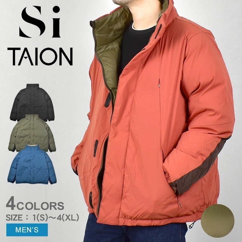 TAION エスアイ 別注 リバーシブル ダウン ブルゾン 10121301 メンズ ウェア 体温 コラボ 長袖 羽織り おしゃれ シンプル カジュアル 無地 ブランド 2WAY 赤 青 黒 緑 18,410円