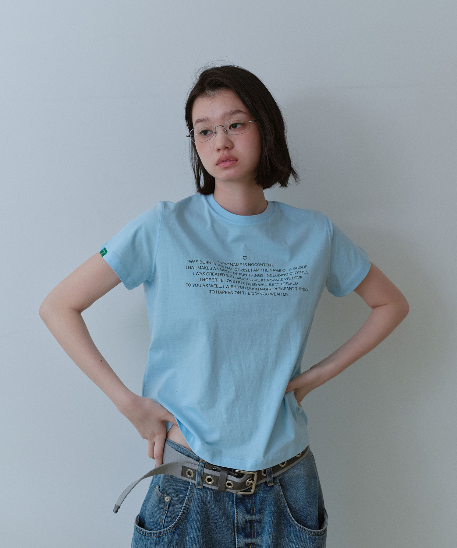 内容なし 6/19 出荷   レタリング T シャツ _ スカイブルー