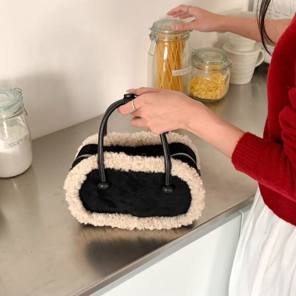 韓国ファッション 紐調節 ウール ムートン ミニ トート クロスバッグ