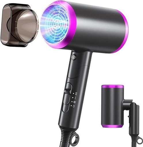 ヘアドライヤー 大風量 【1300W速乾プロ仕様・美髪ケア】 ドライヤー速乾 折り畳み式 高濃度マイナスイオン 57C恒温 携帯ドライヤー 過熱防止 3段階調整 ノズル付き PSE認証済み 家庭用/旅