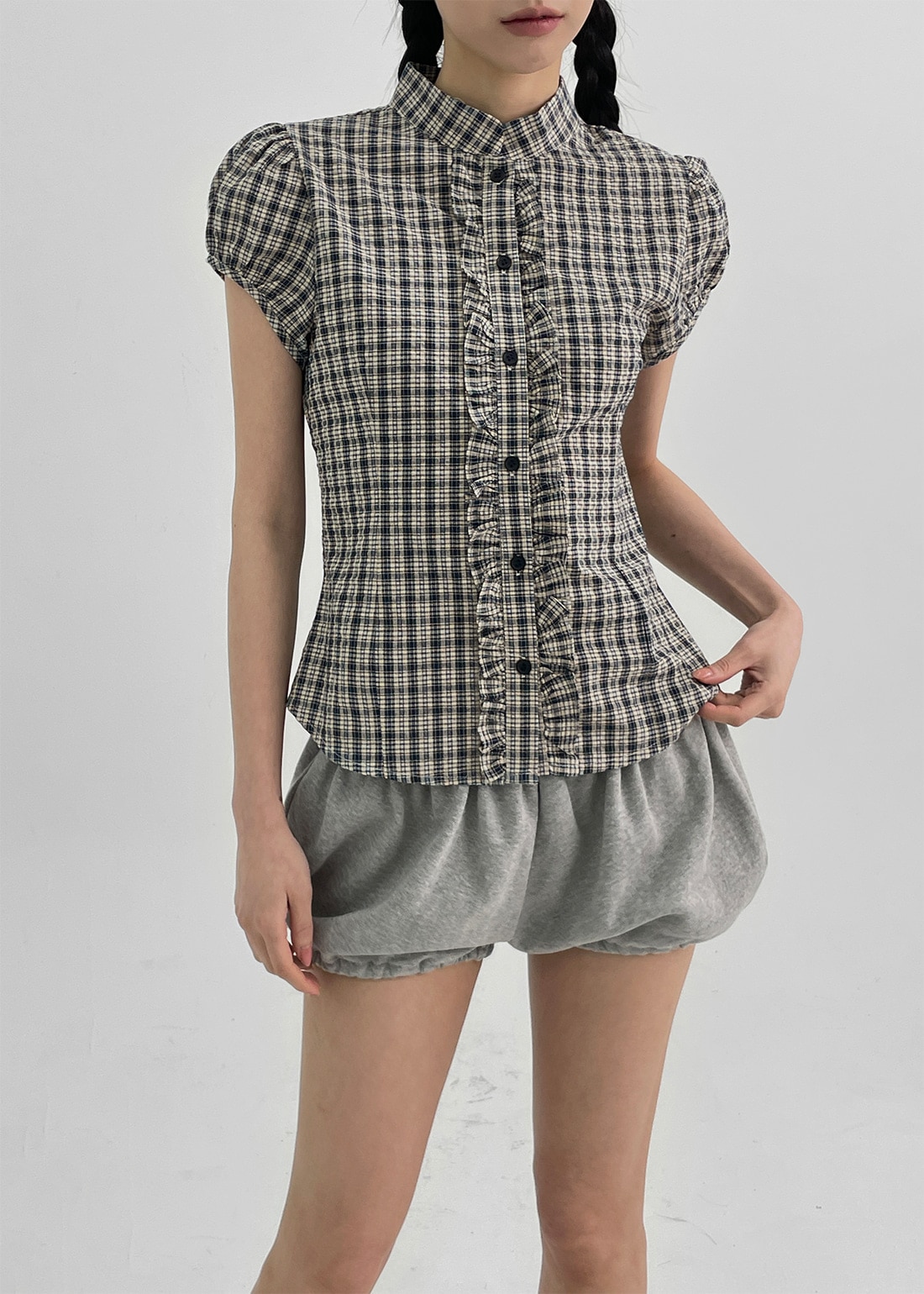 イルテンスパフチェックシアサーカー半袖シャツ