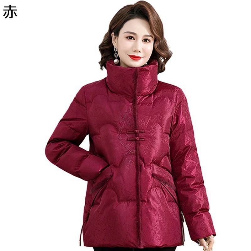 レディースアウタージャケット アヒル羽毛 ダウンジャケット レディース 刺繍 プリント ファー付き 長袖 ダウン入れ ダウン やわらか 耐洗 ファッション 日常着用 普段用 秋 冬