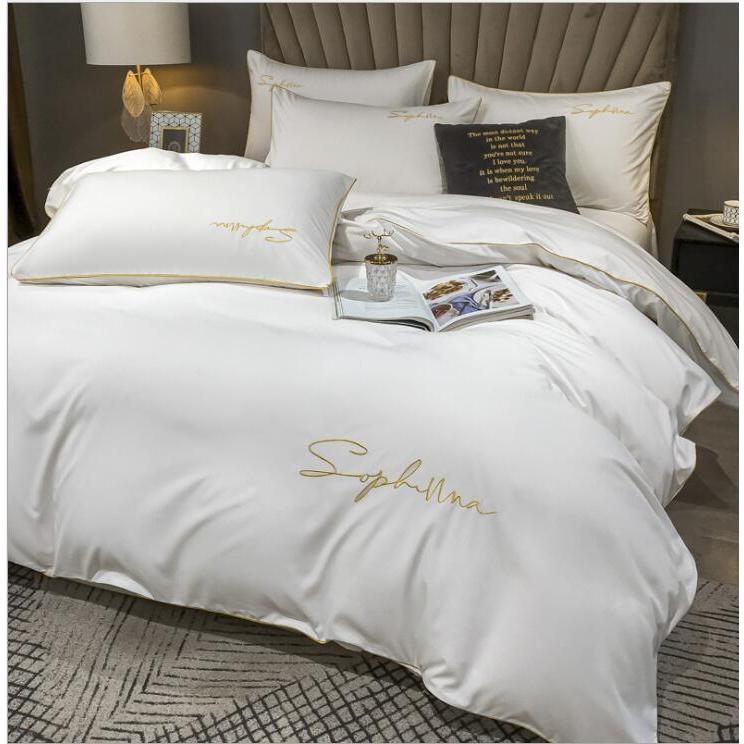 布団カバー4点セット 寝具カバー 寝具セット 掛け布団カバー ベッド用 柔らか　エレガント　肌触り 新品未使用　四季適用　19色　セミダブルクイーン 洗える