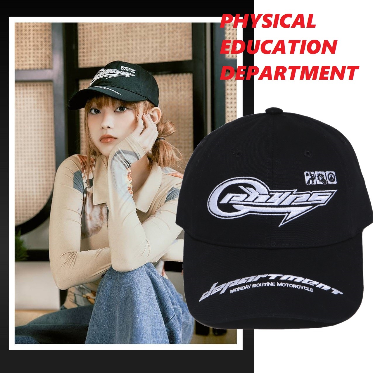 newjeans ヘリン着用★Phyps Department★韓国★MOTORCYCLE CAP newjeans ヘリン着用☆Phyps Department☆韓国☆MOTORCYCLE CAP