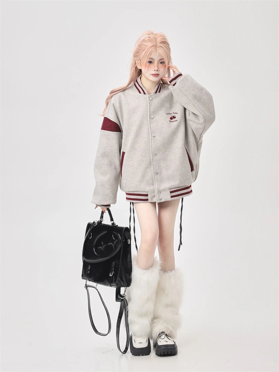 2025春夏 韓国っぽ かわいい レディース ノーカラースタンドネックアウターブルゾン羽織りお出かけ長袖セクシーシルエットトップスサイドスポーティーカジュアルファッション系サイズお出かけフル丈トラック